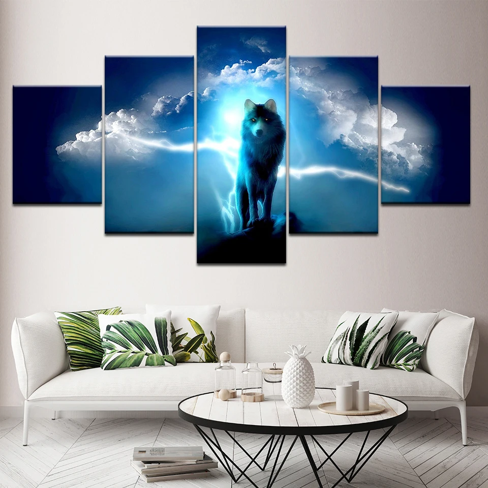 Картины на холсте фотографии Home Decor HD печатает рамки 5 шт. ночь полнолуния