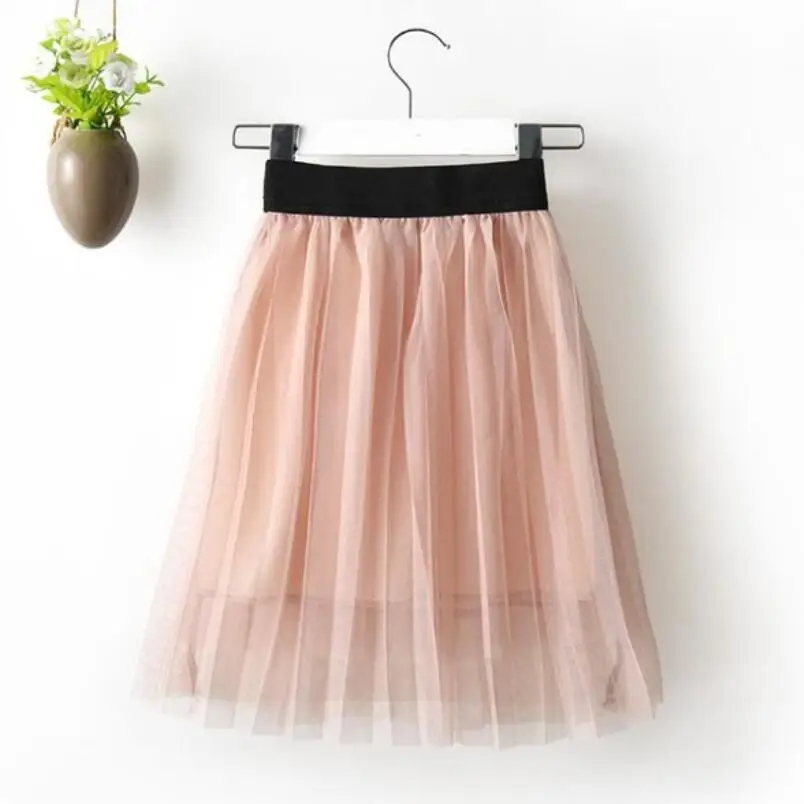 solid pink Детская одежда для малышей; сетчатые юбки-пачки принцессы для школьниц; детская Праздничная Свадебная плиссированная юбка; пачки для девочек - Цвет: solid pink