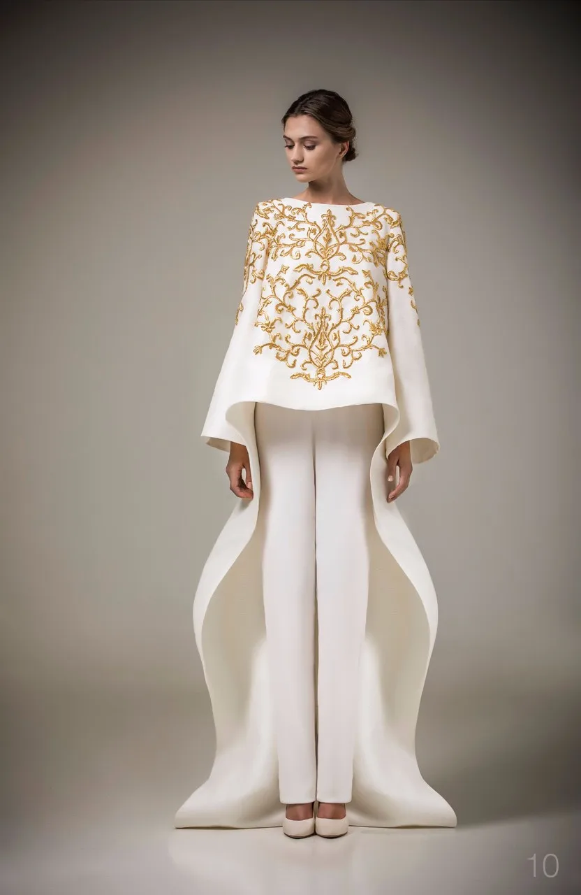 Вечернее платье Ashi Studio с длинным рукавом О образным вырезом вышивкой для