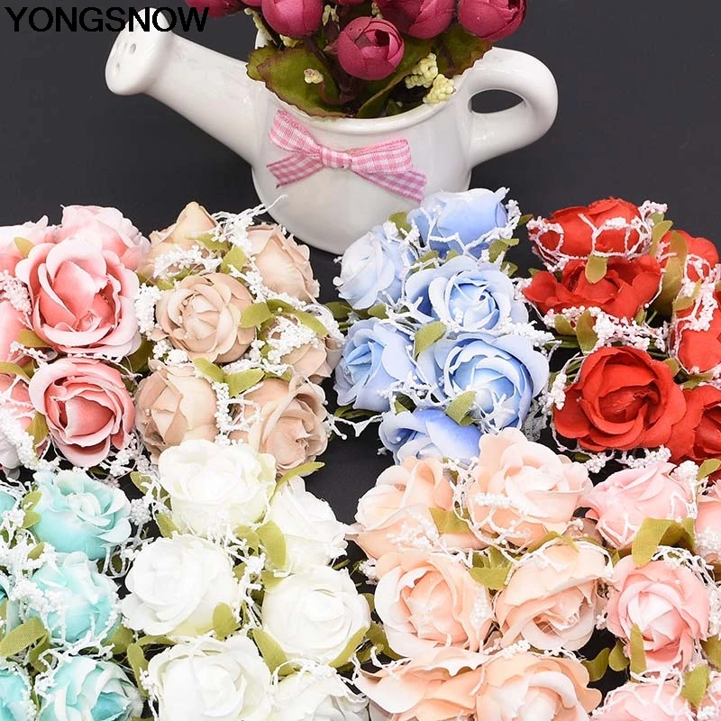 YONGSNOW 36 шт. Красивые Искусственные кружевные шелковые цветы розы свадебный букет для свадебного украшения дома искусственные растения искусственные цветы