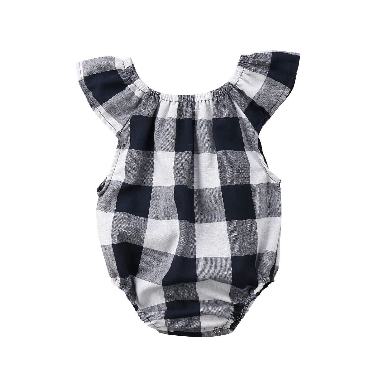 

Newborn Baby Girls Ruffles Sleeve Plaid Bodysuit Playsuit Jumpsuit Sunsuit Clothes Outfit Size 0-24M