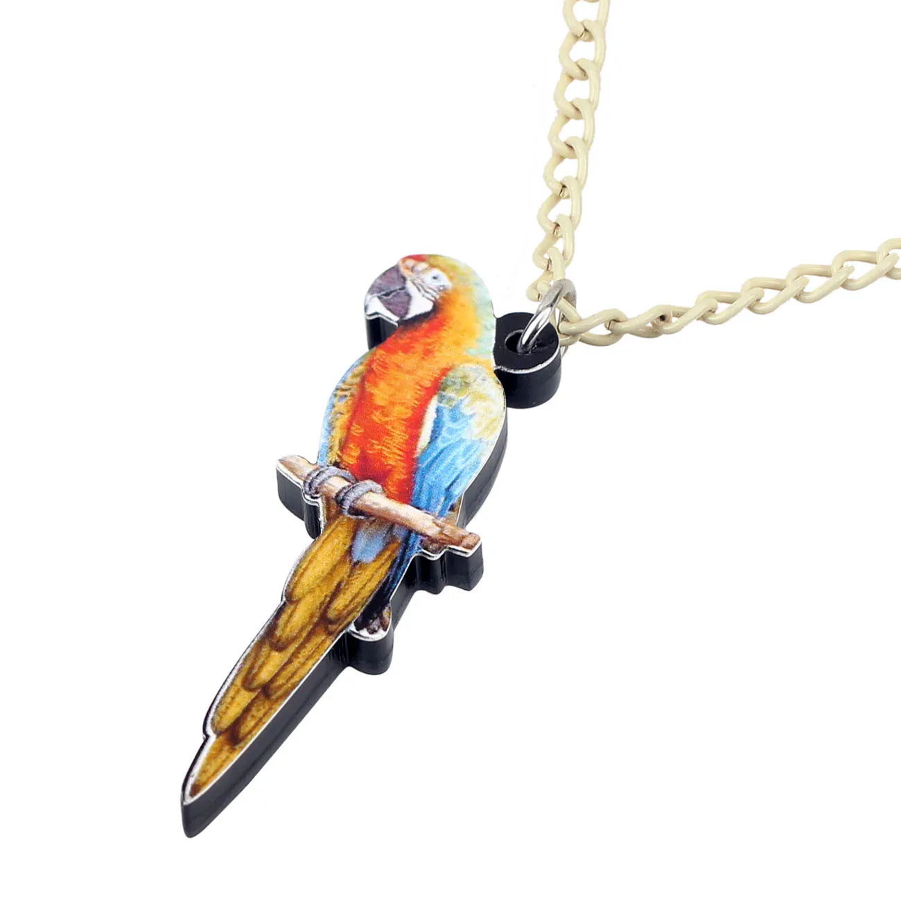 WEVENI Acrylic Tropic Parrot Bird Necklace Pendant Chain Collar Novelty Animal Jewelry For Women Girl Gift Wholesale Accessories | Украшения