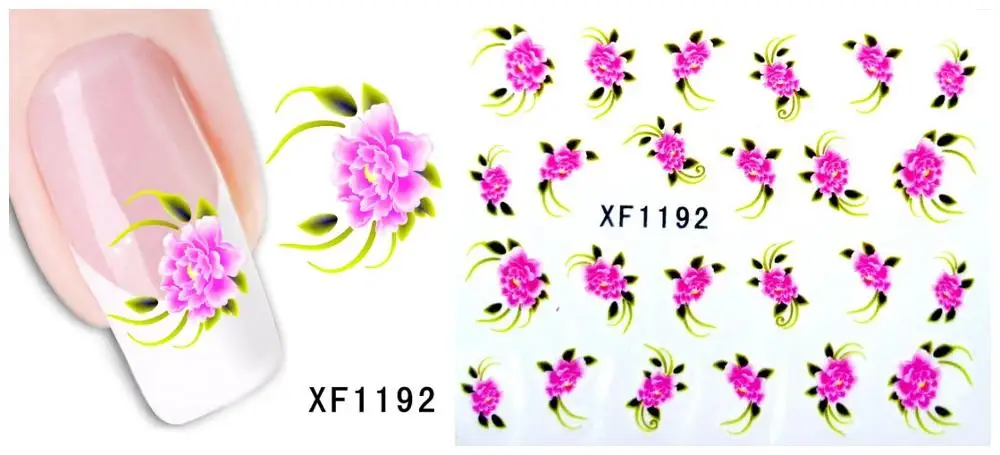 XF1192 30 стилей! Модный лак для ногтей, наклейки, цветочный дизайн, переводные наклейки для ногтей - Цвет: XF1192