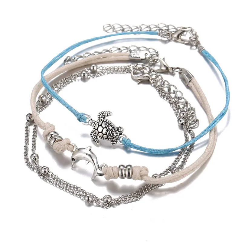 TTLIFE BOHO Многослойные ножные браслеты с животными для женщин Винтажный серебряный