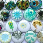 Стеклянный кабошон ZEROUP, 1220 мм, с перьями павлина