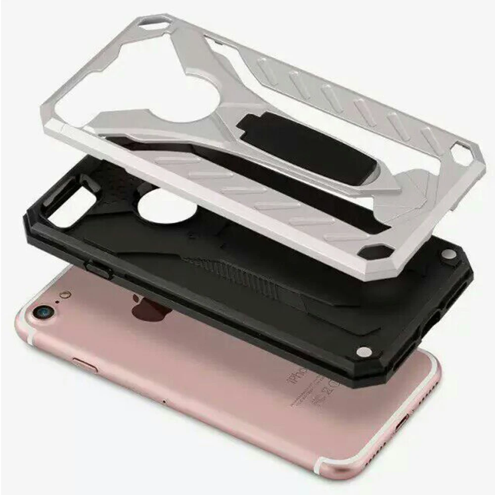 Armor Case Holder For iPhone XS MAX XR X 8 7 Plus Shockproof Full Protective Cove Invisible Bracket Stand for Funda |