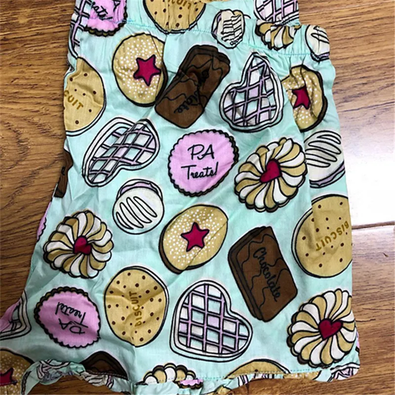 Летние штаны для сна из 100% хлопка с милым принтом печенья натуральный цвет