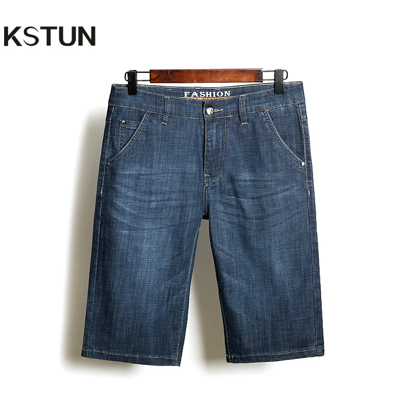 Джинсовые шорты KSTUN мужские ультратонкие тонкие прямые джинсовые брендовая