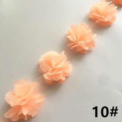 2 ярда 33 цвета 3D шифоновые цветы DIY 6 см ширина кружевная отделка 24 Цветочная кружевная лента украшения одежды аксессуары XF03 - Цвет: 10