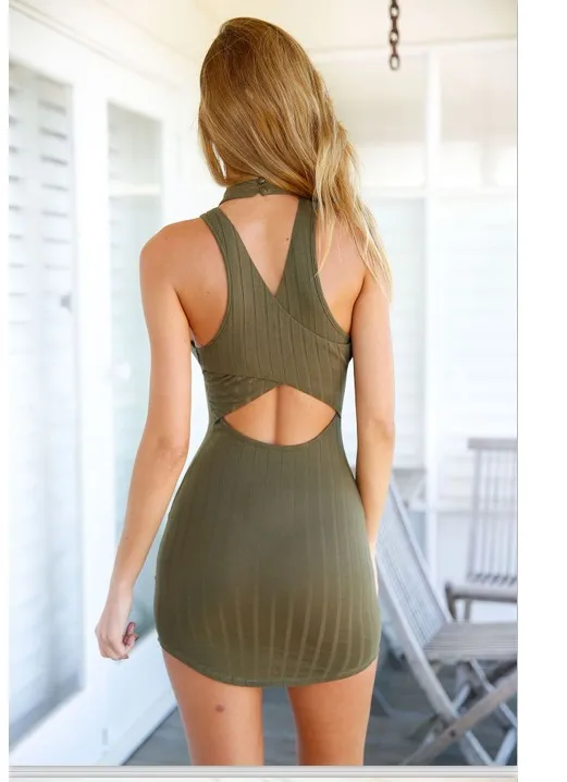 

2016 Summer Women Sheath Dress Sleeveless Backless Sexy Bodycon Dress Mini Club Dress Fashionable Jersey vestido S-XL