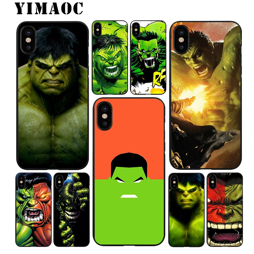 YIMAOC Халк Супергерои зеленый Мягкий ТПУ Черный силиконовый чехол для iPhone X или 10 8 7
