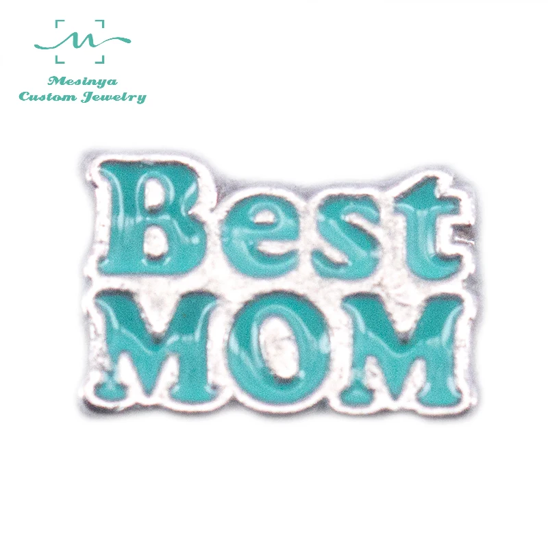 

10 pcs Mesinya Mama Silver Color New Best Mom Custom Floating Charms for Personal Glass Locket Pendant