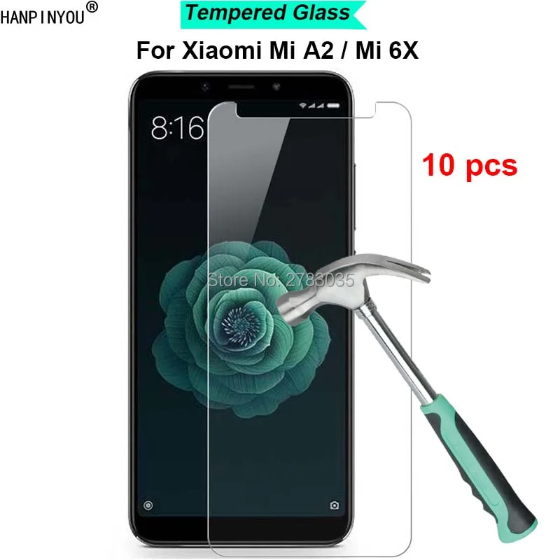 

10 шт./лот для Xiaomi Mi A2/Mi 6X новая твердость 9H 2.5D ультра-тонкая закаленная Защитная стеклянная пленка для экрана Защита