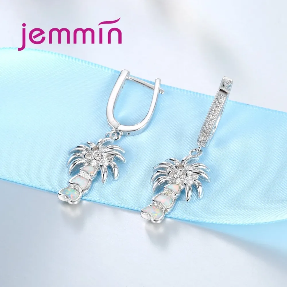 Lastest кокосовой пальмы Белый огненный опал серьги в виде капель с опалом кулон