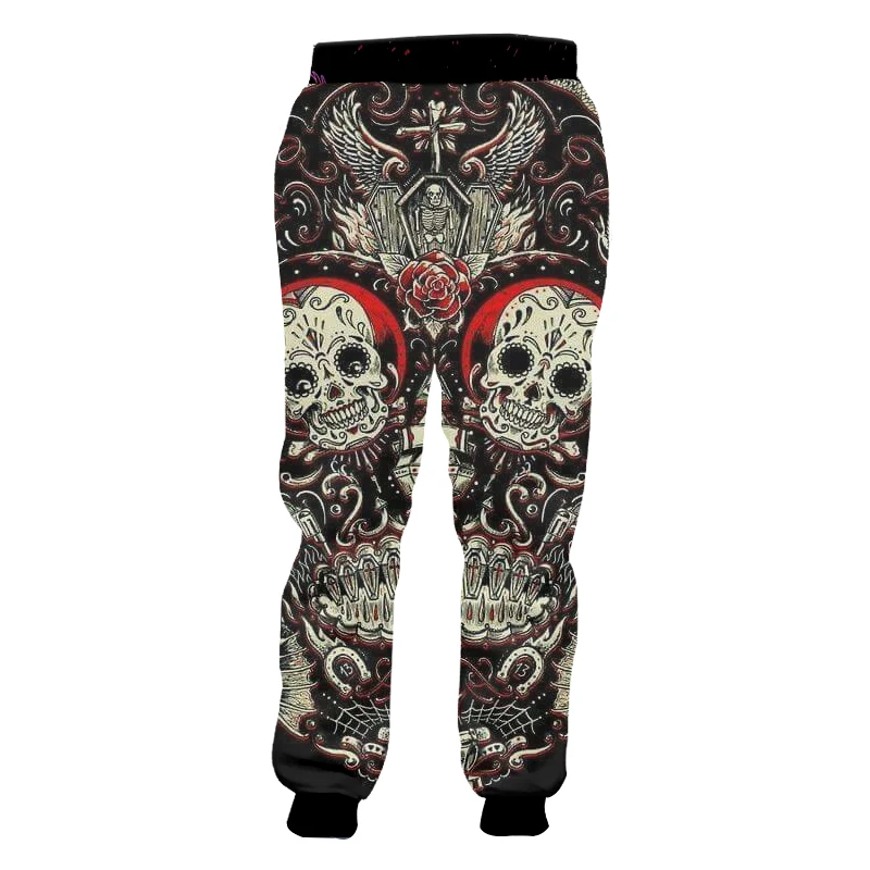 

UJWI Men's Casual Sweat Pant Funny Print Lovers Skull 3d Sweatpants Unisex Bodybuilding Fitness Elastic Waist Full Length Pants