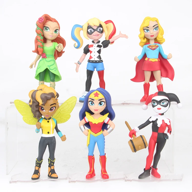 6 шт./компл. Wonder women SuperGirl Харли Куинн ПВХ фигурка модель игрушки 12 см|Игровые