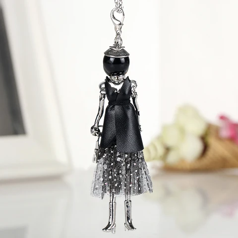Ожерелье ручной работы с подвесками в виде танцевальной куклы Парижа, посеребренное массивное ожерелье, модные подвески для женщин, девочек, детей