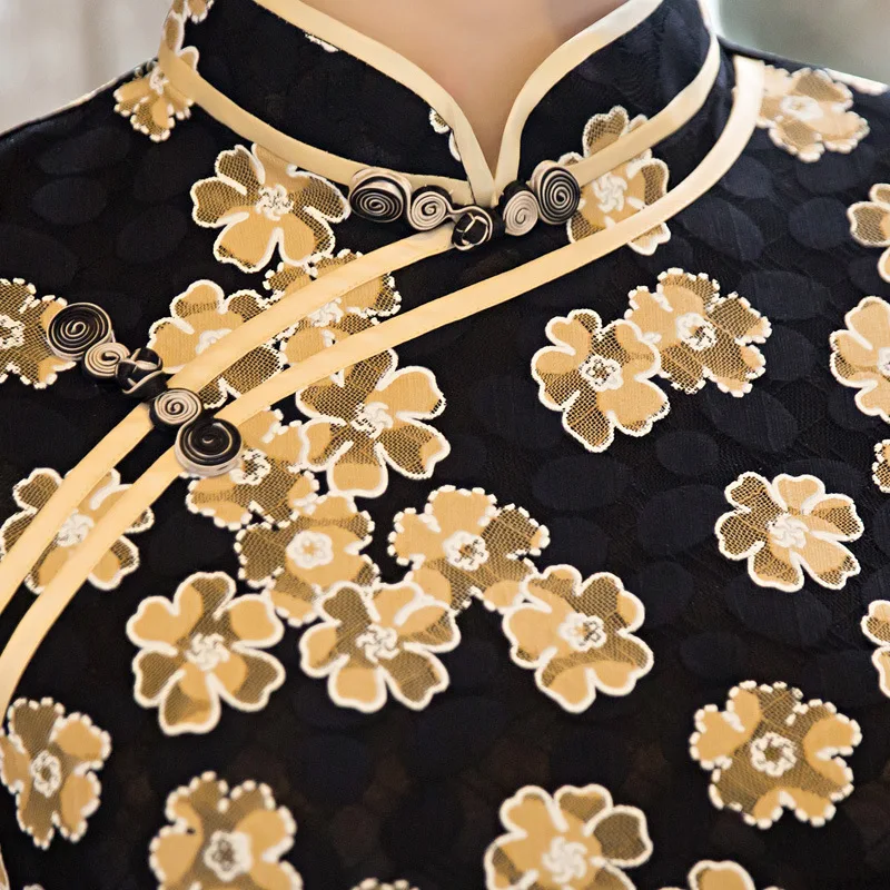 Женское кружевное Qipao женские хлопковые Cheongsams популярные винтажные элегантные