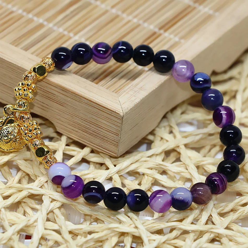 Новинка модный браслет из натурального фиолетового карнелианового оникса