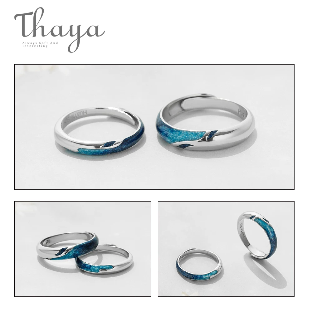 Thaya яркие Сияющие речные изумруд кольца s925 Серебряные Круглые мягкие синие романтические ювелирные изделия кольцо для женщин Элегантный Простой подарок