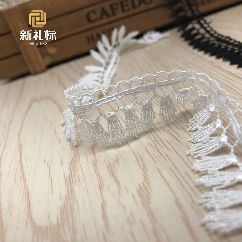 Черная белая кружевная ткань отделка из полиэстера кружевные аксессуары вышивка