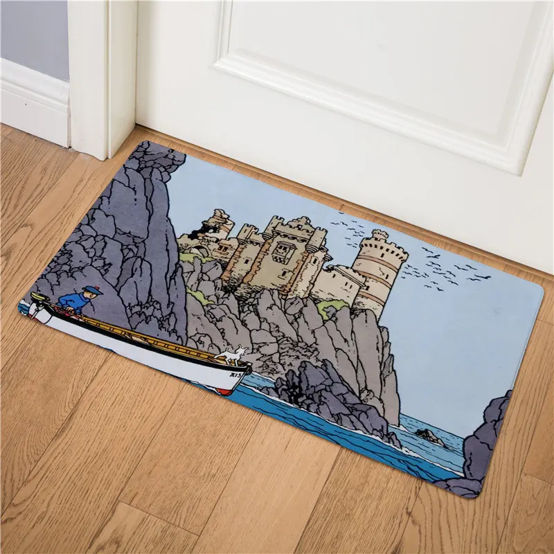 Мультяшный Tintin коврик для входной двери, Противоскользящий коврик для пола, маслостойкий кухонный ковер, коврик аниме, легко чистится, коврик для двери из ПВХ - Цвет: 9