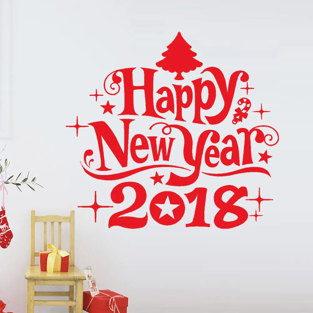 Счастливый новый год 2019 Веселая Наклейка на стену в виде рождественской елки