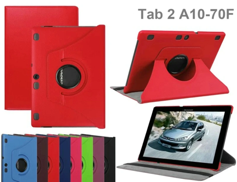 Rotating 360 Degree Luxury Folio Stand Leather Case Cover +2x Films +1x Stylus For Lenovo Tab 2 A10-70 Tab2 A10-70F A10-70LC | Компьютеры