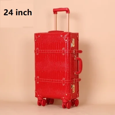 24 inch Комплект багажных сумок на колесиках Свадебная шкатулка для приданого женского чемодана - Цвет: 24 inch