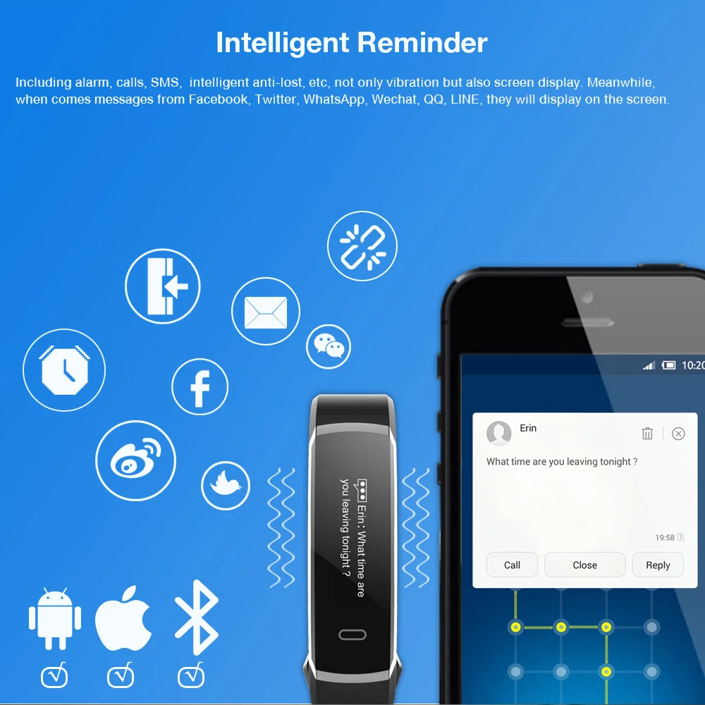 Makibes R3 Smart Браслет Bluetooth 4,0 браслет Непрерывный монитор сердечного ритма здоровья Фитнес трекер Smart Band вызова напоминание
