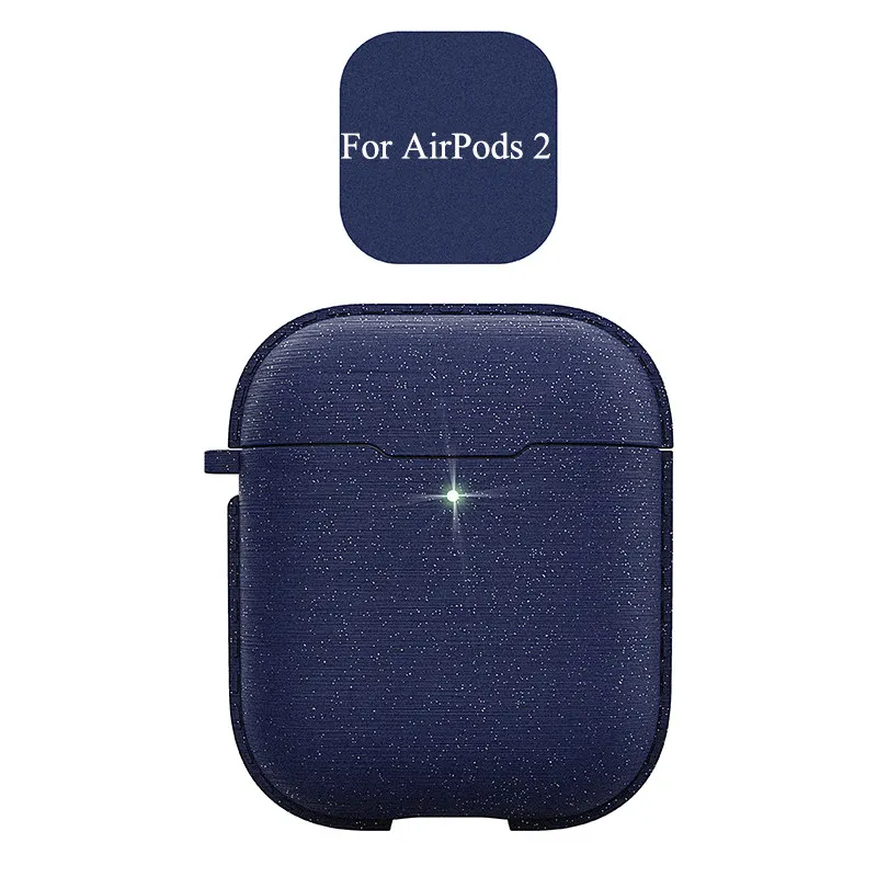 Blue For Airpods 2 Роскошный Блестящий Матовый кожаный защитный чехол для наушников для Airpods 2 металлическое кольцо Держатель гибкий чехол для зарядки наушников для Airpods - Цвет: Blue For Airpods 2