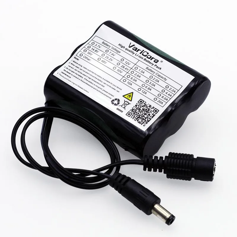 VariCore 12 v 2600 mAh 18650 Li-ion Rechargeable battery Pack for 35W LED Lamp CCTV Camera DC plug 5.5*2.1MM