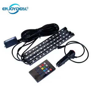 Светодиодная ленсветильник RGB для автомобиля, декоративная лампа с дистанционным управлением, 4 шт., 12 В, для создания атмосферы в салоне автомобиля