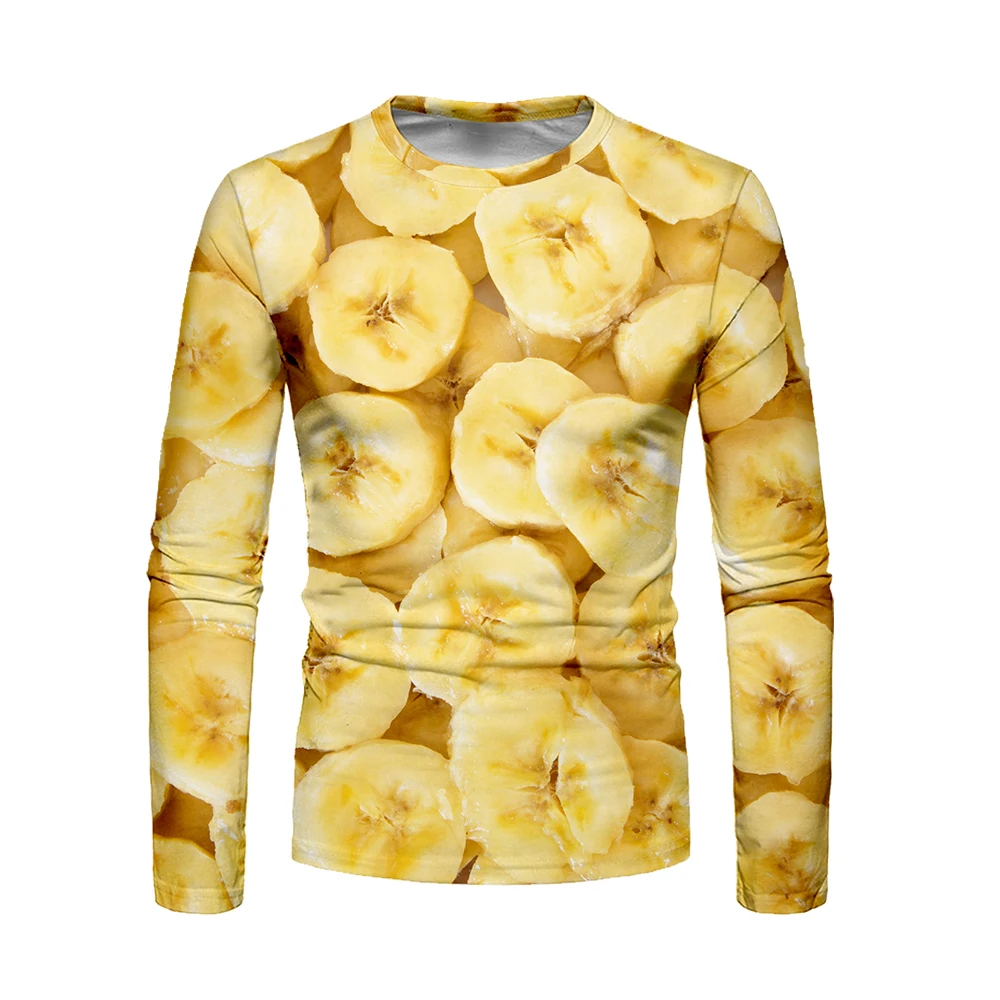 Fruit Long Sleeve T shirt Streetwear Cosplay Multi-color Vegetation 3D t-shirt Men Spring Autumn Harajuku Unique Home | Мужская одежда