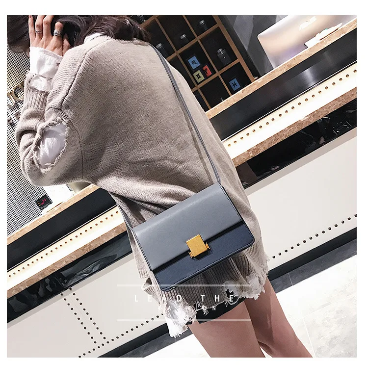 2017 winter pu Matte leather handbags simple big student bag brand gold metal buckle Messenger | Багаж и сумки