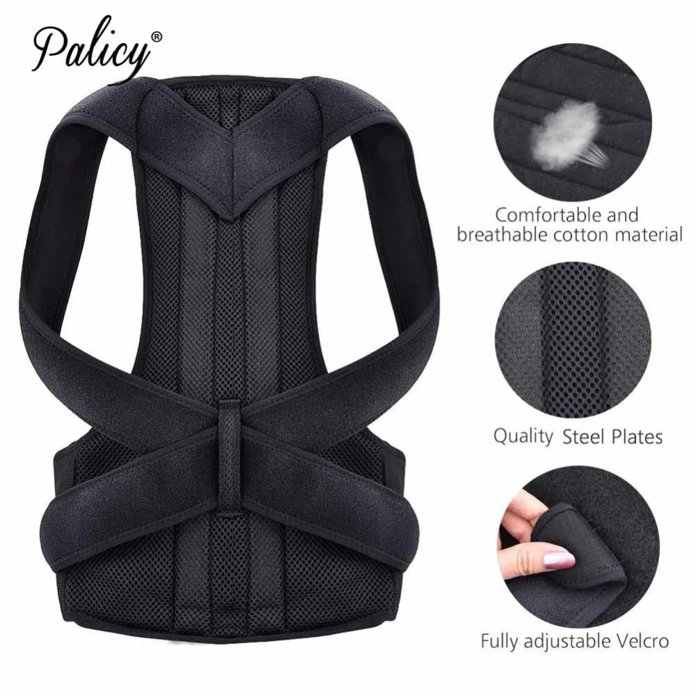 Palicy Adjustable Adult Corset Back Posture Corrector Shoulder Lumbar Brace Spine Support Braces Neoprene Shapers For Men Women