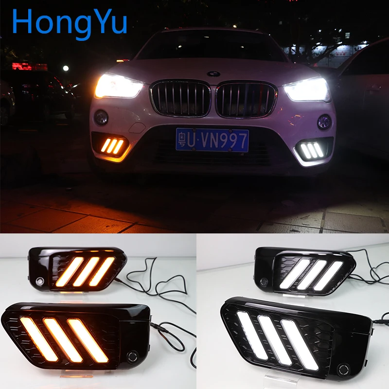 Мигающий светодиодный DRL Дневной светильник s Для BMW X1 F48 F49 2015 2016 2017 2018 2019 с желтым