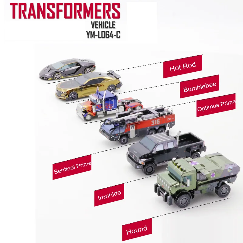 Металлический 3D пазл MU автомобиль OP Hound Hot Rod Ironhide Sentinel Prime набор для сборки своими