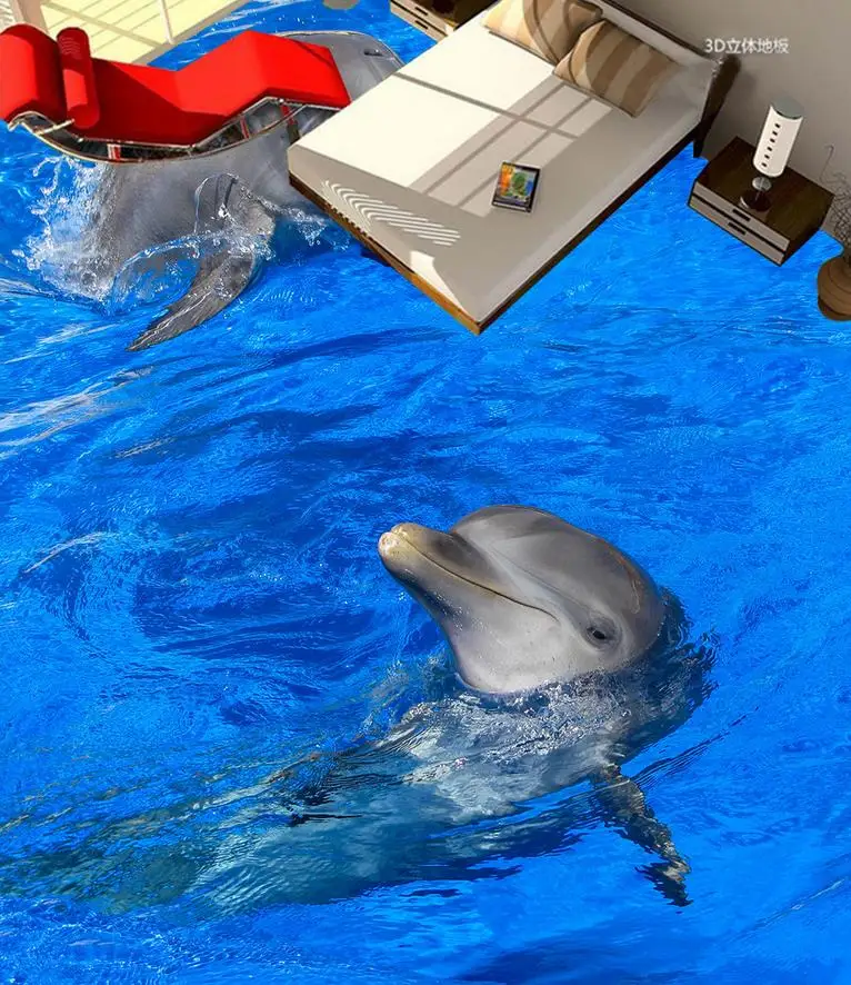 3d обои для ванной комнаты Голубой океан дельфин самоклеящиеся 3D украшения дома|3d