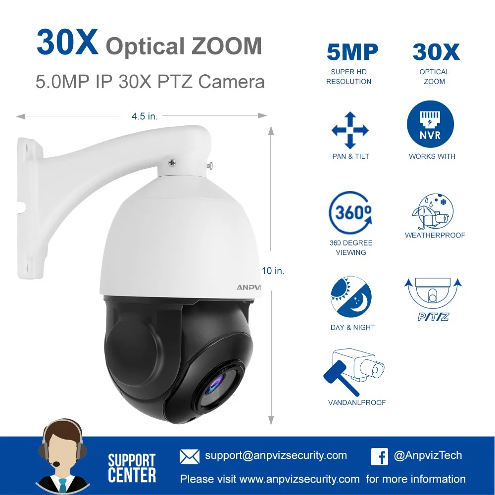 Мини Открытый 2MP/5MP IP PTZ камера сеть Onvif Купольная скорость 30X зум CCTV 50 м ИК ночного