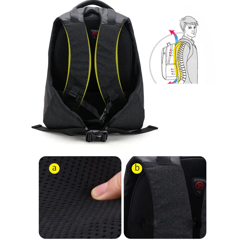 ARCTIC HUNTER, 15,6 дюймов, водонепроницаемая, USB, для ноутбука, мужская сумка, спортивная, для путешествий, с подогревом, мужской рюкзак для ноутбука, для мальчиков, школьный ранец