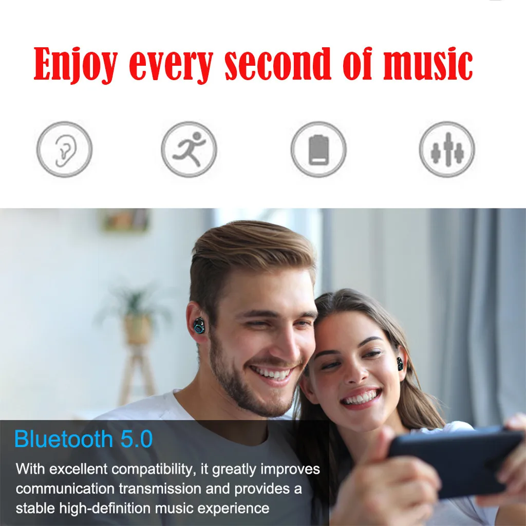 Bluetooth наушники 5 0 Hi-Fi беспроводные гарнитуры мини HiFi Звук Спорт водонепроницаемый