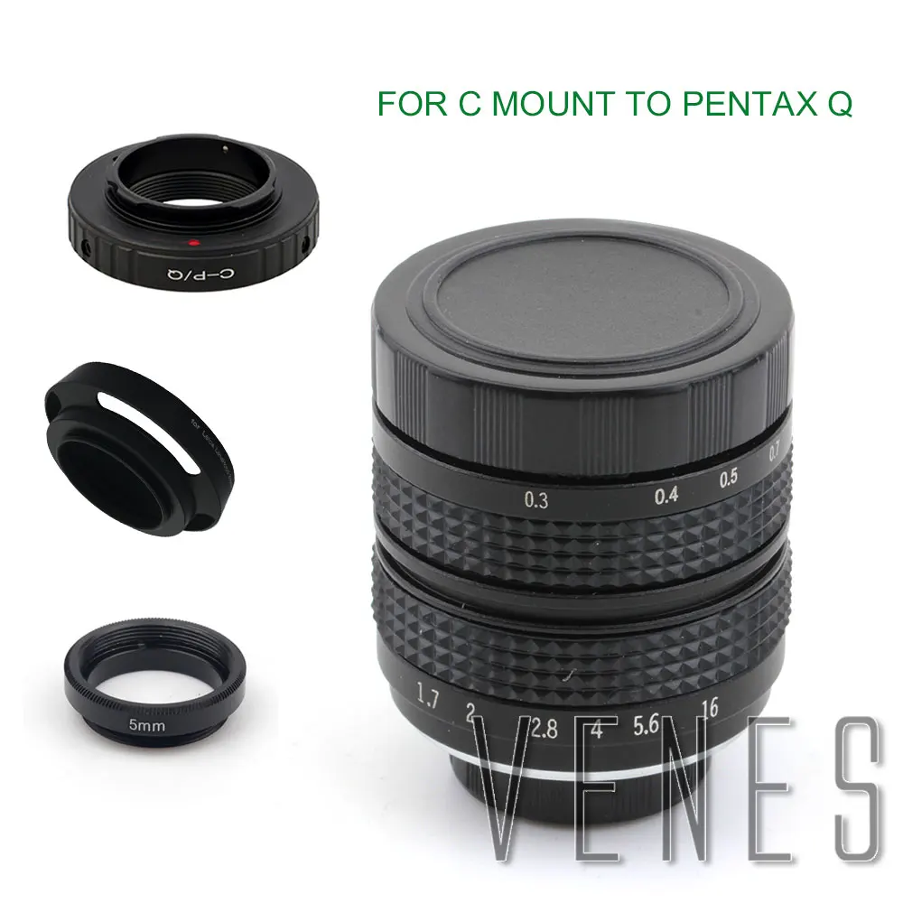 VENES 35 мм f/1,7 CC tv объектив для Nikon1 MICRO 4/3 для Pentax Q Nex для Fuji FX+ бленда+ макрокольцо+ C крепление к адаптеру камеры