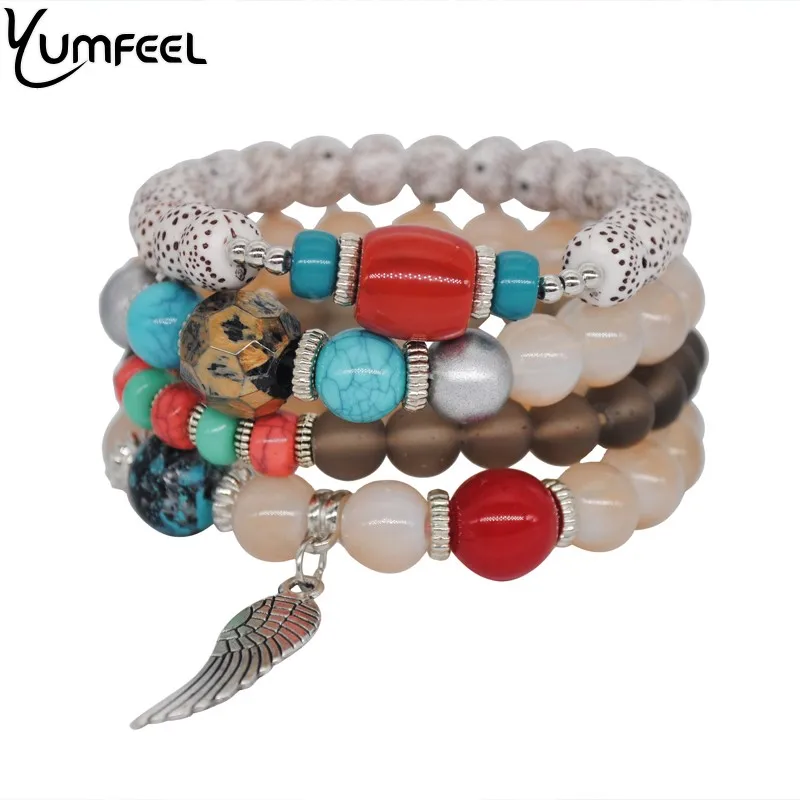 Yumfeel богемный браслет из бисера этнический многослойный матовый акриловый с