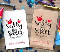 custom name salty but sweet birthday baby shower popcorn candy buffet lolly bags gender reveal bakery cookie goody gift packets