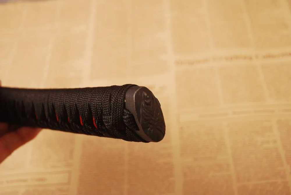 Exquisite Sword Accessories A Set of Tsuka Black Silk Ito &amp Red Rayskin Alloy Fuchi for Japanese Katana Wakizashi Tanto Handle | Дом и сад
