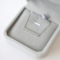 free shipping silver plated jewelry fashion aesthetic beautiful smooth bars anti allergy pendant necklaces n045