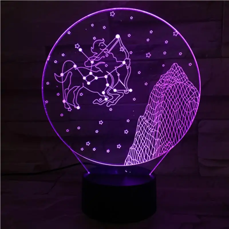 Sagittarius 3D лампа ночник светодиодный многоцветный вспышка рождественские подарки для детей Guardian Star Jupiter Patron ST Zeus