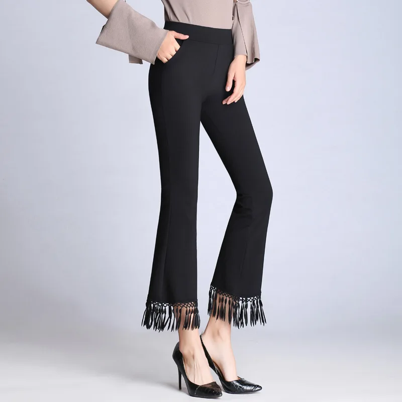 Большой Размеры 9xL расклешенные штаны женский тонкий узкие джинсы стрейч