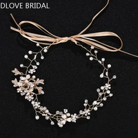 vintage bridal hairband with ribbon wedding party hair jewelry accessory silver gold color